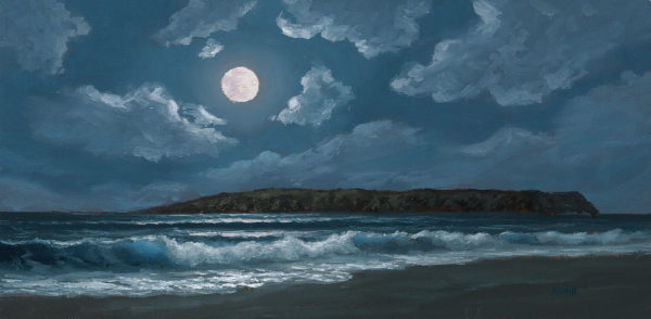 Mystical Moonlight, 6x12 oil on canvas